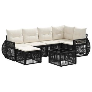 vidaXL Tuinbankenset 7 st Zwart en Cream Wit poly rattan