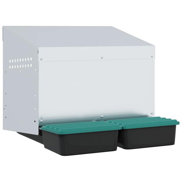 vidaXL Kippennestkast 2 compartimenten wandmontage gegalvaniseerd staal