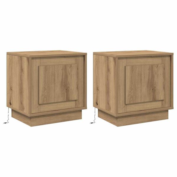 vidaXL Nachtkastje 2 pcs Artisan Eiken 44 x 34,5 x 45 cm Bewerkt hout