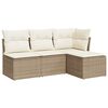 vidaXL 4-delige Loungeset met kussens poly rattan beige