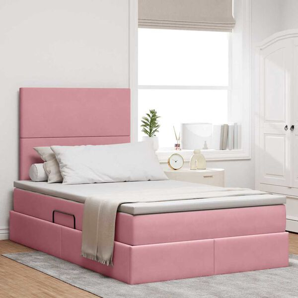 vidaXL Opslag bed met matras met matras Roze 120 x 200 cm Fluweel