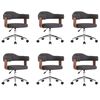 vidaXL Eetkamerstoelen 6 st draaibaar gebogen hout en stof grijs