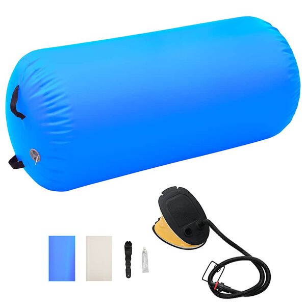 vidaXL Gymnastiekrol met pomp opblaasbaar 120x75 cm PVC blauw