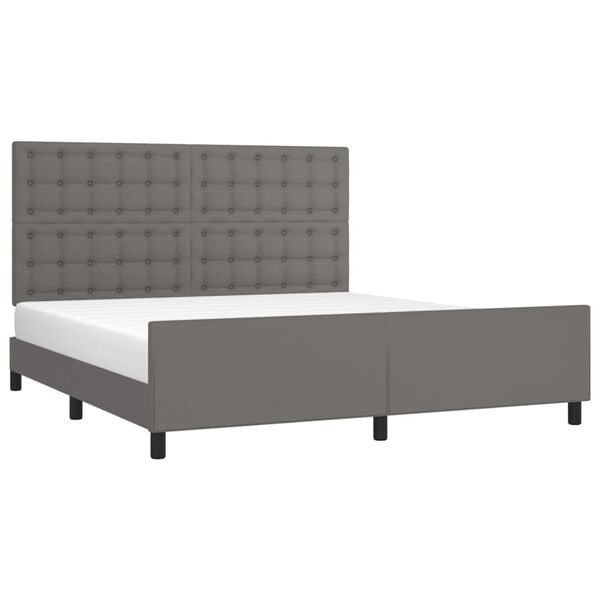 vidaXL Bedframe met hoofdbord kunstleer grijs 160x200 cm