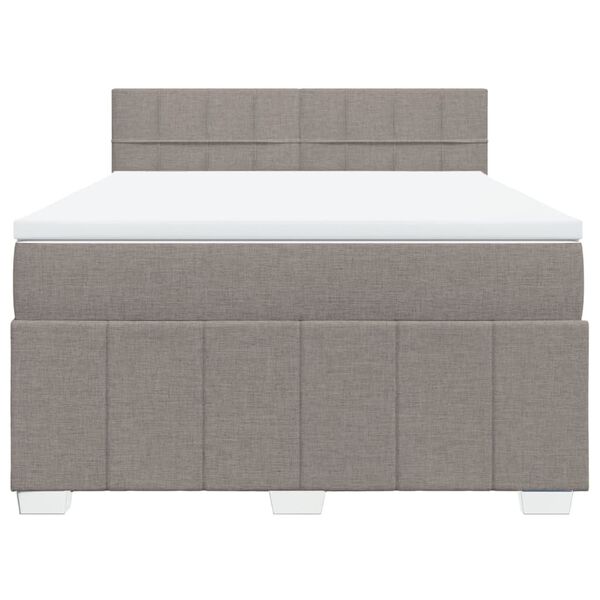 vidaXL Boxspring met matras stof taupe 140x200 cm