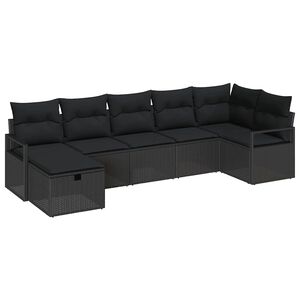vidaXL Bankstel 7 st Zwart poly rattan