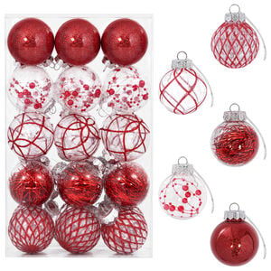 vidaXL Kerstballen set 30 st Rood &Oslash; 6 cm PET