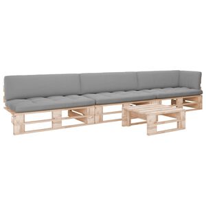 vidaXL 4-delige Loungeset pallet met kussens ge&iuml;mpregneerd grenenhout
