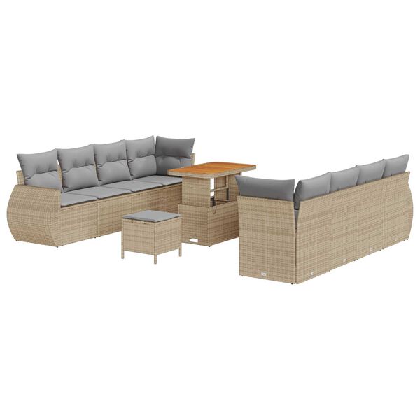 vidaXL Tuin Sofa Set met opslag 11 pcs Beige Poly riet