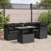 vidaXL 6-delige Loungeset met kussens poly rattan zwart