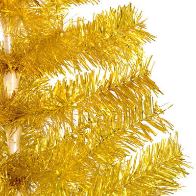 vidaXL Kunstkerstboom met verlichting standaard 240 cm PET goudkleurig