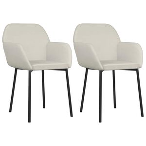 vidaXL Eetkamerstoelen 2 st fluweel cr&egrave;mekleurig