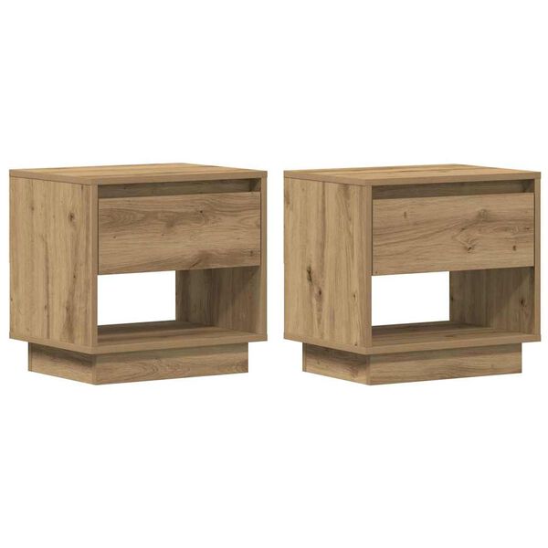 vidaXL Nachtkastje 2 pcs Artisan Eiken 45 x 34 x 44 cm Bewerkt hout