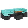 vidaXL Tuinbankenset met kussen met opslag 8 pcs Zwart poly rattan