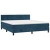 vidaXL Boxspring met matras en LED fluweel donkerblauw 160x200 cm
