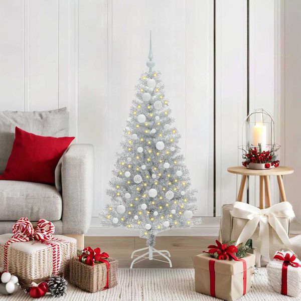 vidaXL Kerstboom met 150 LED met standaard Zilver 120 cm PET
