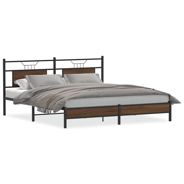 vidaXL Bedframe zonder matras 183x213 cm spaanplaat bruin eikenkleurig