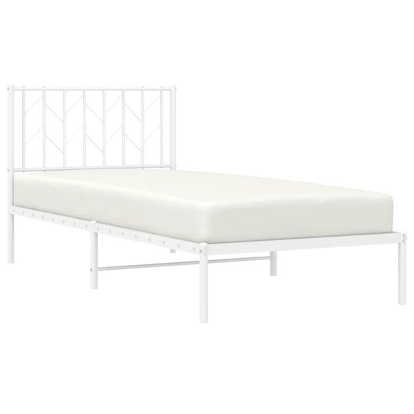 vidaXL Bedframe met hoofdbord metaal wit 90x190 cm