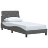 vidaXL Bedframe zonder matras 90x200 cm stof donkergrijs