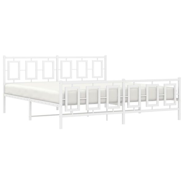 vidaXL Bedframe met hoofd- en voeteneinde metaal wit 180x200 cm