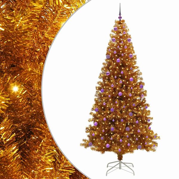vidaXL Kerstboom met 300 LED met standaard Goud 240 cm PET