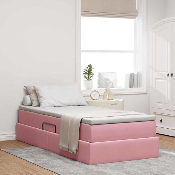 vidaXL Opbergbed met matras met matras Roze 100 x 200 cm Fluweel