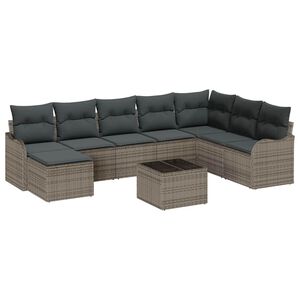 vidaXL Tuin Sofa Set 9 st Grijs poly rattan