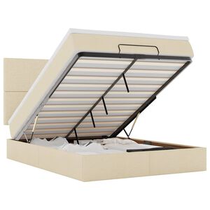 vidaXL Ottoman bed met matras 140x200cm stof cr&egrave;mekleurig