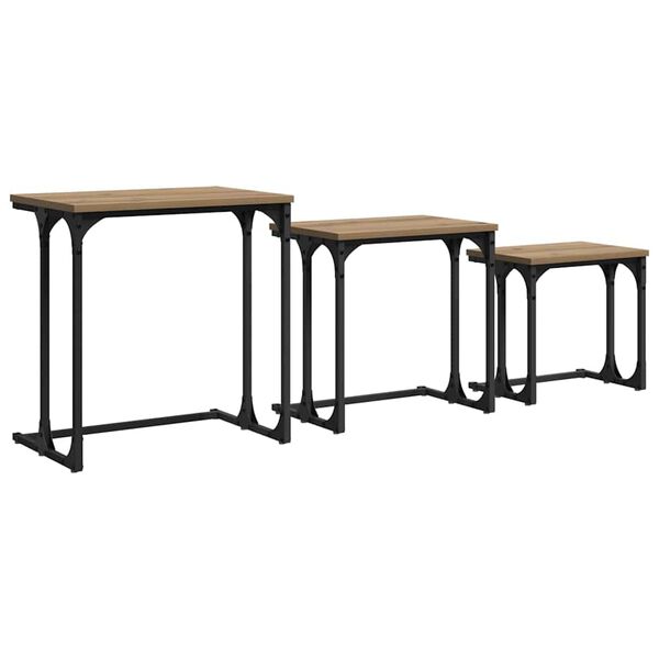 vidaXL Nesting Koffietafel 3 pcs artisanaal eikenkleurig