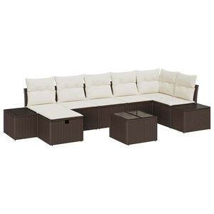 vidaXL Bankstel met kussen 8 pcs poly rattan