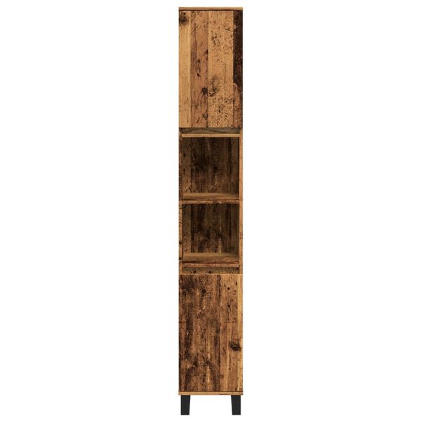 vidaXL Badkamerkast 30x30x190 cm bewerkt hout oud houtkleurig