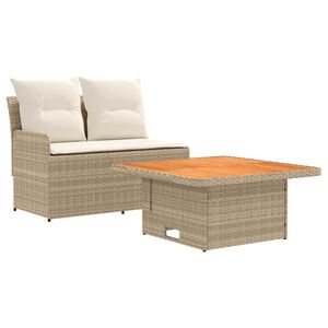 vidaXL 2 st Tuin Armsteun Sofa met Opklaptafel PE Rattan