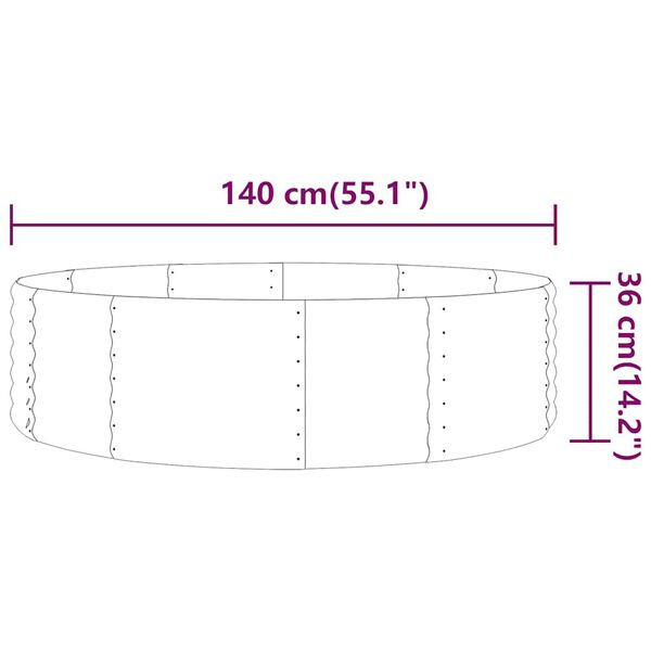 vidaXL Plantenbak 140x140x36 cm gegalvaniseerd staal groen
