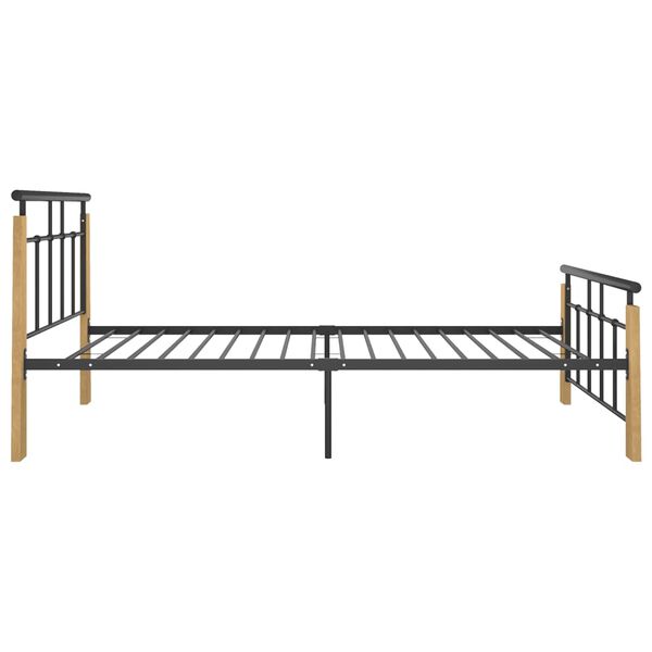vidaXL Bedframe metaal en massief eikenhout 90x200 cm