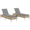 vidaXL 3-delige Ligbeddenset met kussens poly rattan beige