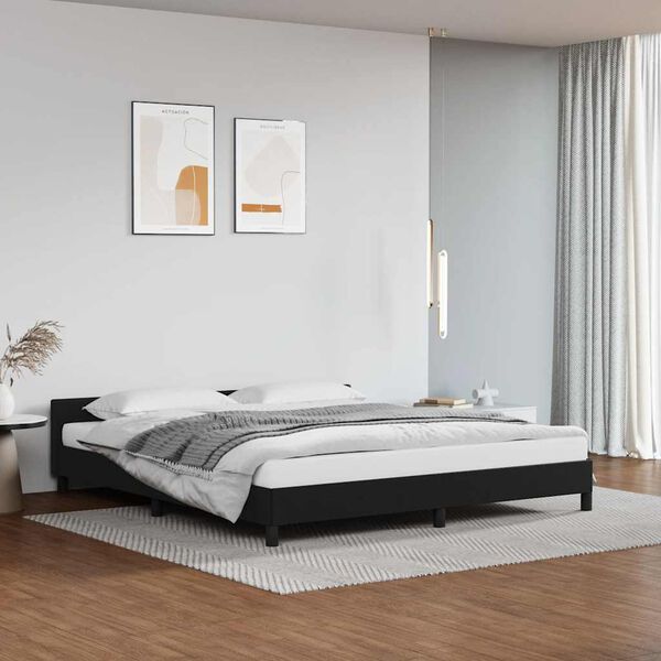 vidaXL Bedframe met hoofdeinde zonder matras 180x200 cm zwart