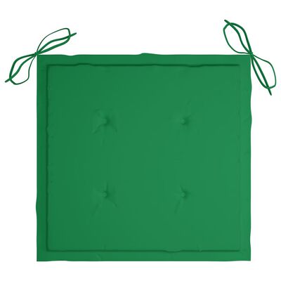vidaXL Eetkamerstoelen 8 st met groene kussens massief teakhout