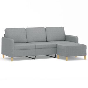 vidaXL Driezitsbank met voetenbank 180 cm stof lichtgrijs