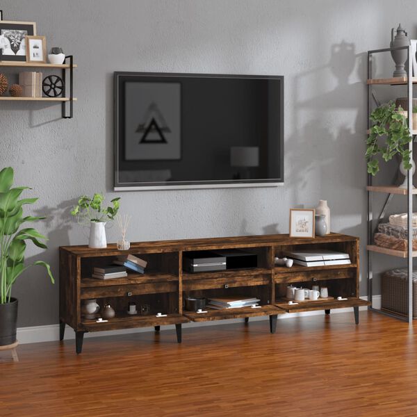 vidaXL Tv-meubel 150x30x44,5 cm bewerkt hout gerookt eikenkleurig