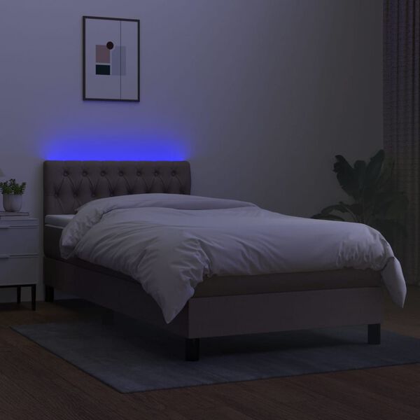 vidaXL Boxspring met matras en LED stof taupe 100x200 cm