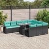 vidaXL 11-delige Loungeset met kussens poly rattan acacia zwart