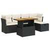 vidaXL 6-delige Loungeset met kussens poly rattan acacia zwart