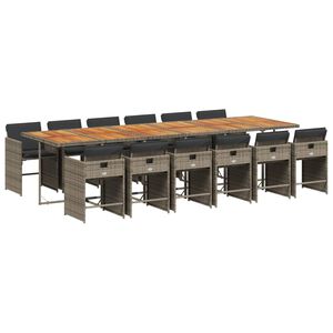 vidaXL 13-delige Tuinset met kussens poly rattan grijs