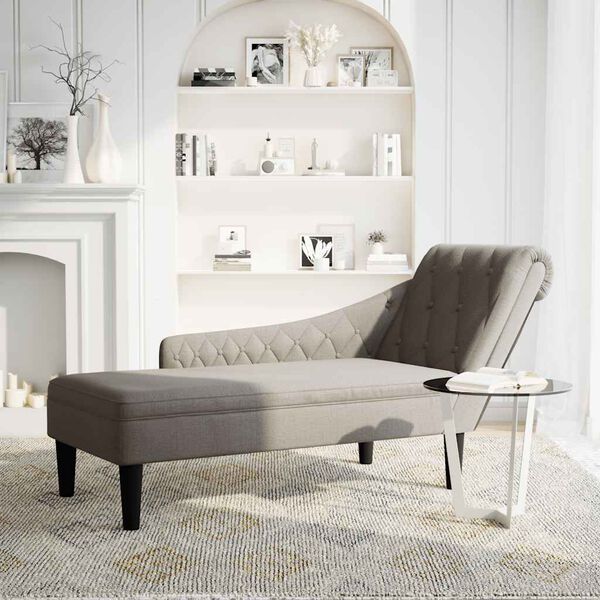 vidaXL Chaise longue met kussen en rechterarmleuning stof taupe
