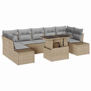 vidaXL Bankstel 8 st Beige en Licht Grijs poly rattan