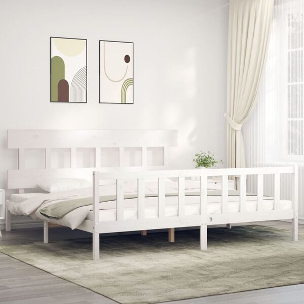 vidaXL Bedframe zonder matras massief grenenhout wit 200x200 cm