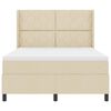 vidaXL LED Box Spring Bed met matras Cr&egrave;me 160 x 200 cm Stof