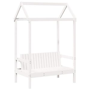 vidaXL Bank met dak 117,5x70x176,5 cm massief grenenhout wit