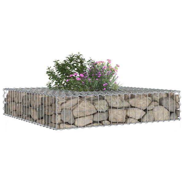 vidaXL Gabion Verhoogd Bed Zilver 100 x 100 x 20 cm
