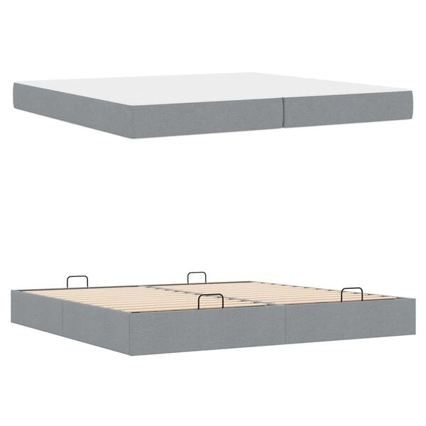 vidaXL Bedframe met matras met matras 2 pcs Lichtgrijs Stof
